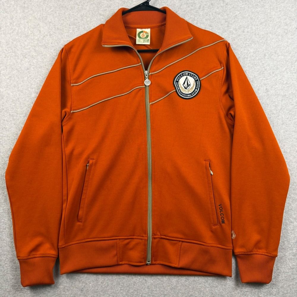 Vintage Y2K Volcom Track Jacket Mens Medium Orange V-Line Science Full Zip